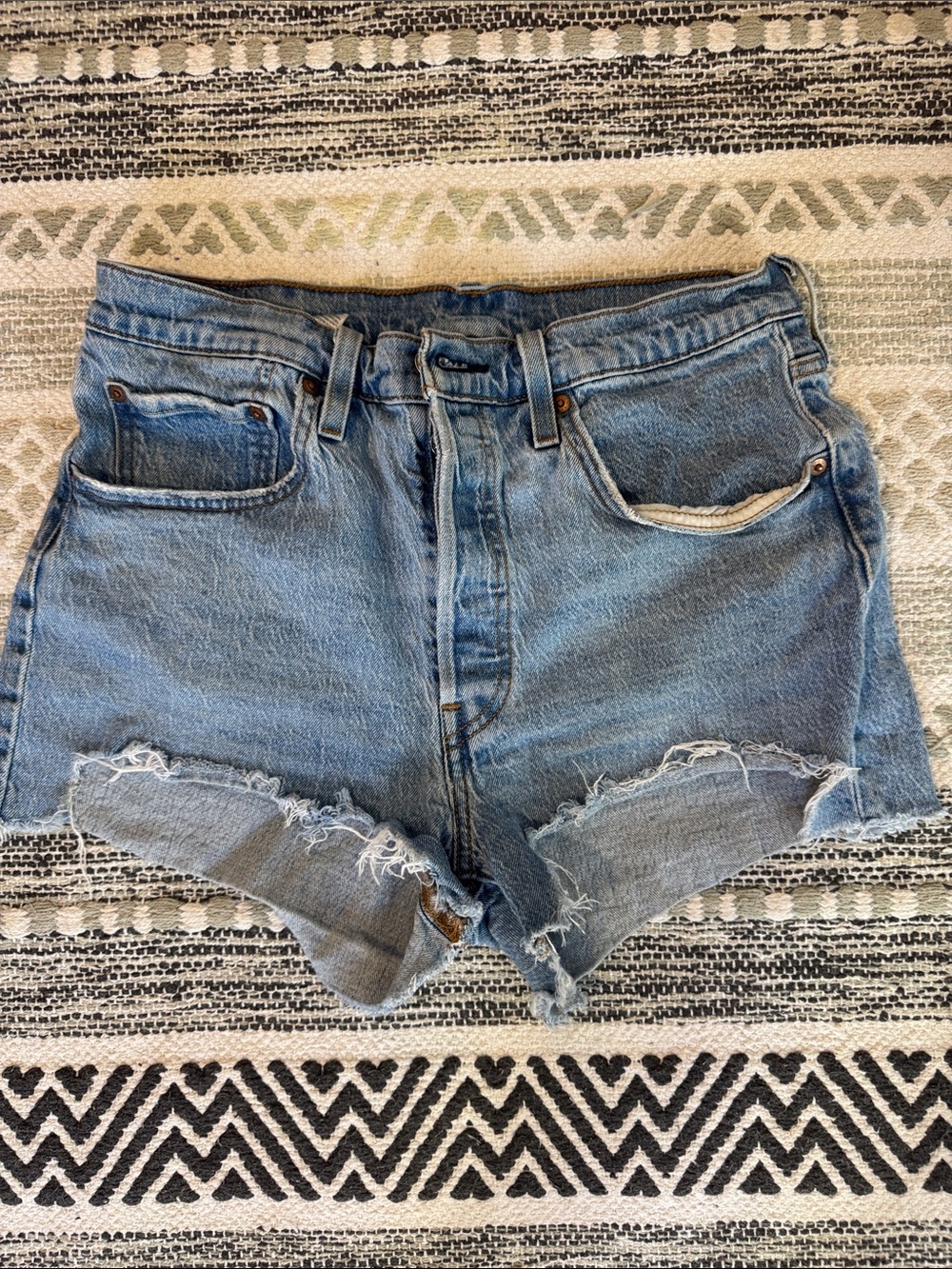 Levi's Light Blue Distressed Denim Cutoff Shorts